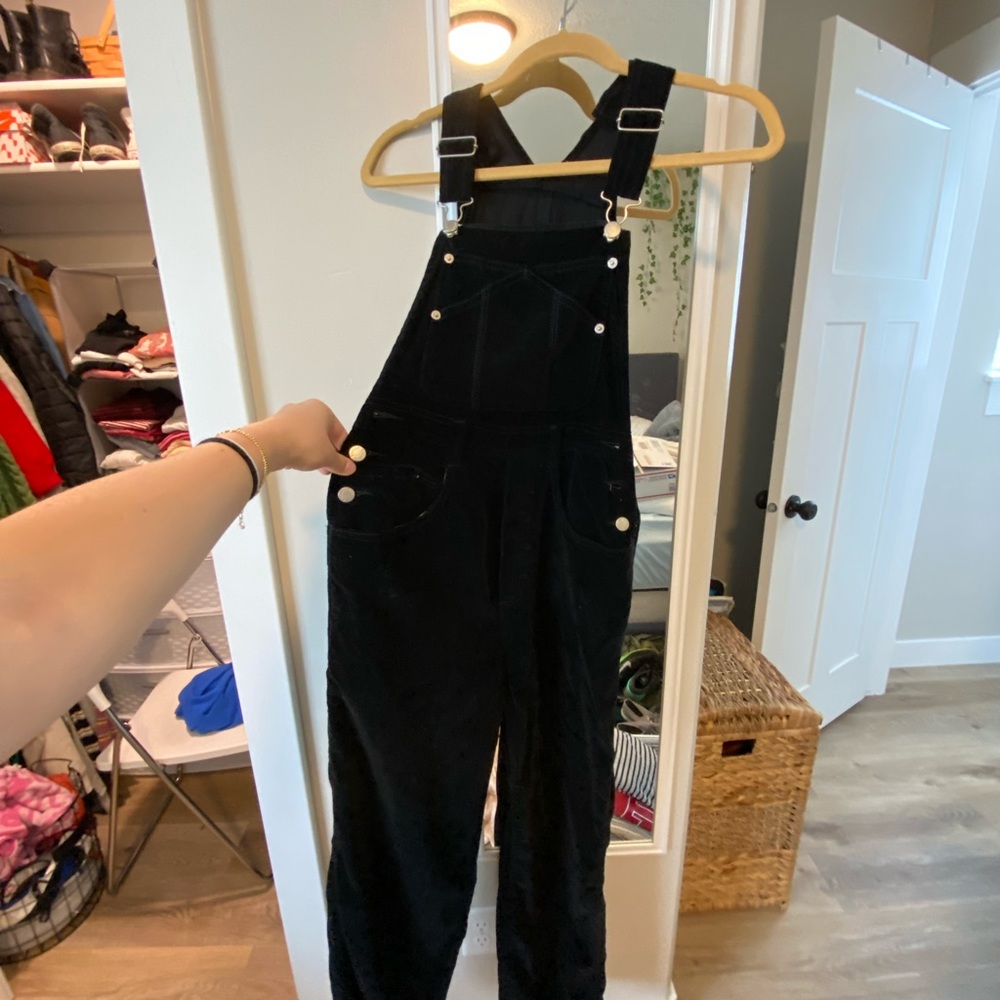 Vintage overalls s/m black slightly like thick a velvet feel